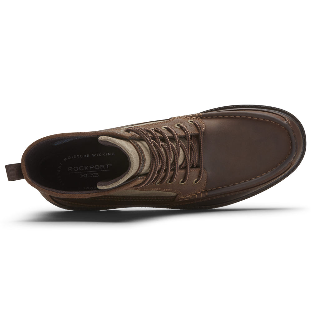 Mens Boots - Rockport Storm Surge High Moc Waterproof - Brown - EAPU09285